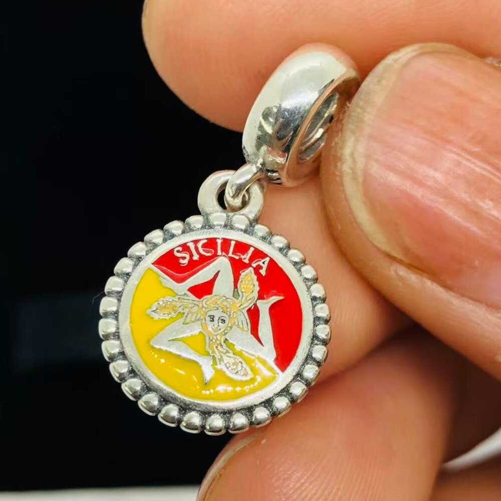 ✨🔥Pandora Sicilia Charm yellow and orange enamel